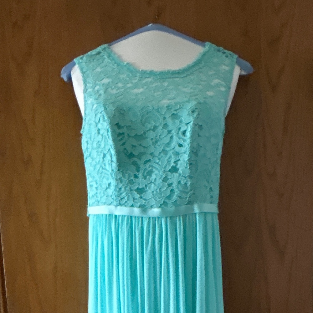 David’s Bridal lace bridesmaid dress with long mesh skirt